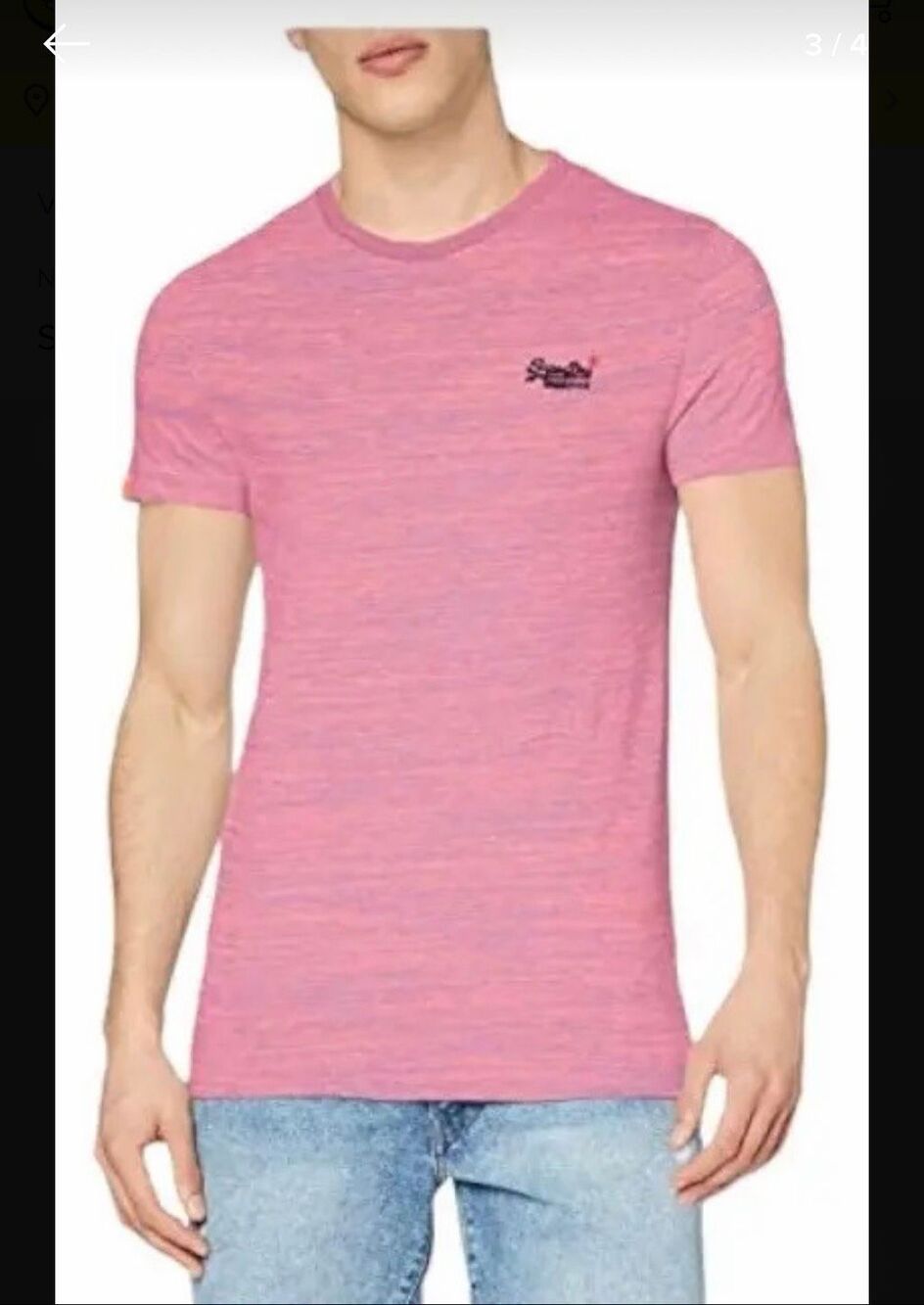 SUPERDRY Orange Label Pink Spacedye T Shirt-M